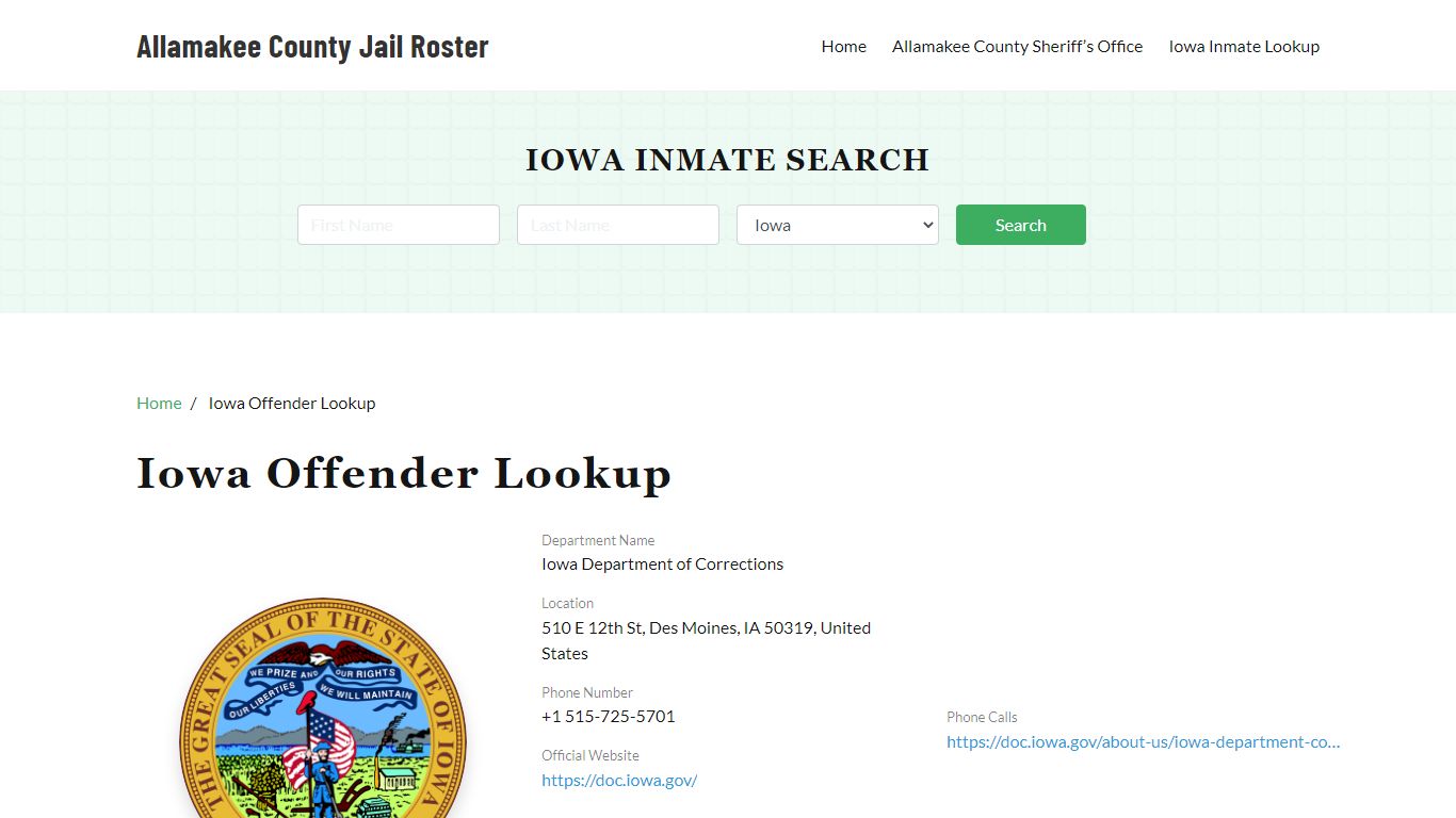 Iowa Inmate Search, Jail Rosters - Allamakee County Jail