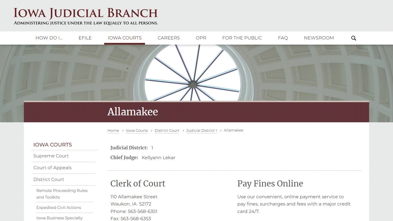 Allamakee | Judicial District 1 - Iowa Judicial Branch